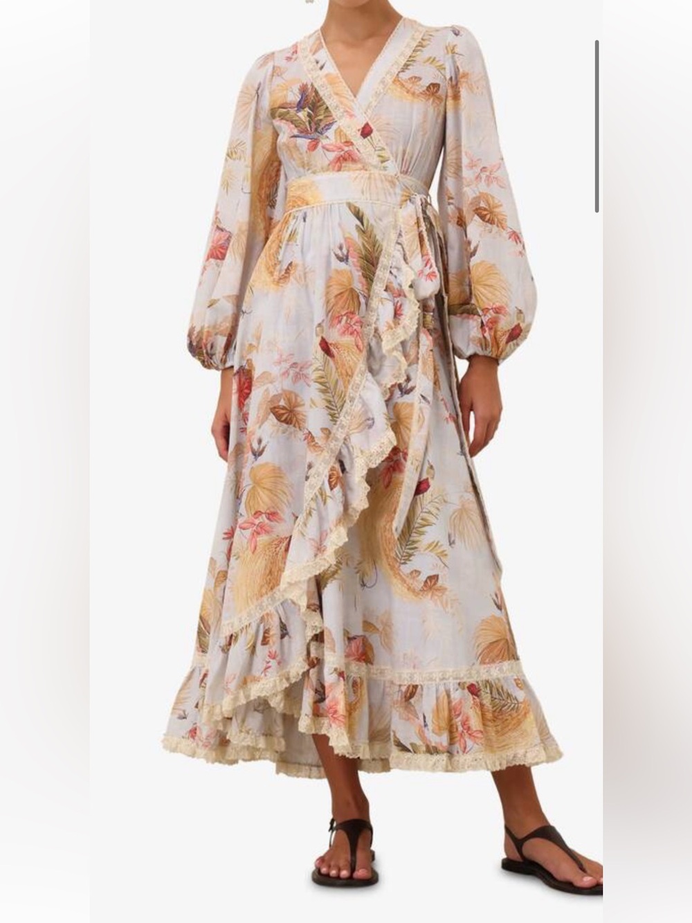 NWOT Zimmermann ASCENSION FRILL WRAP BELTED MIDI DRESS Size 1(4-6US)